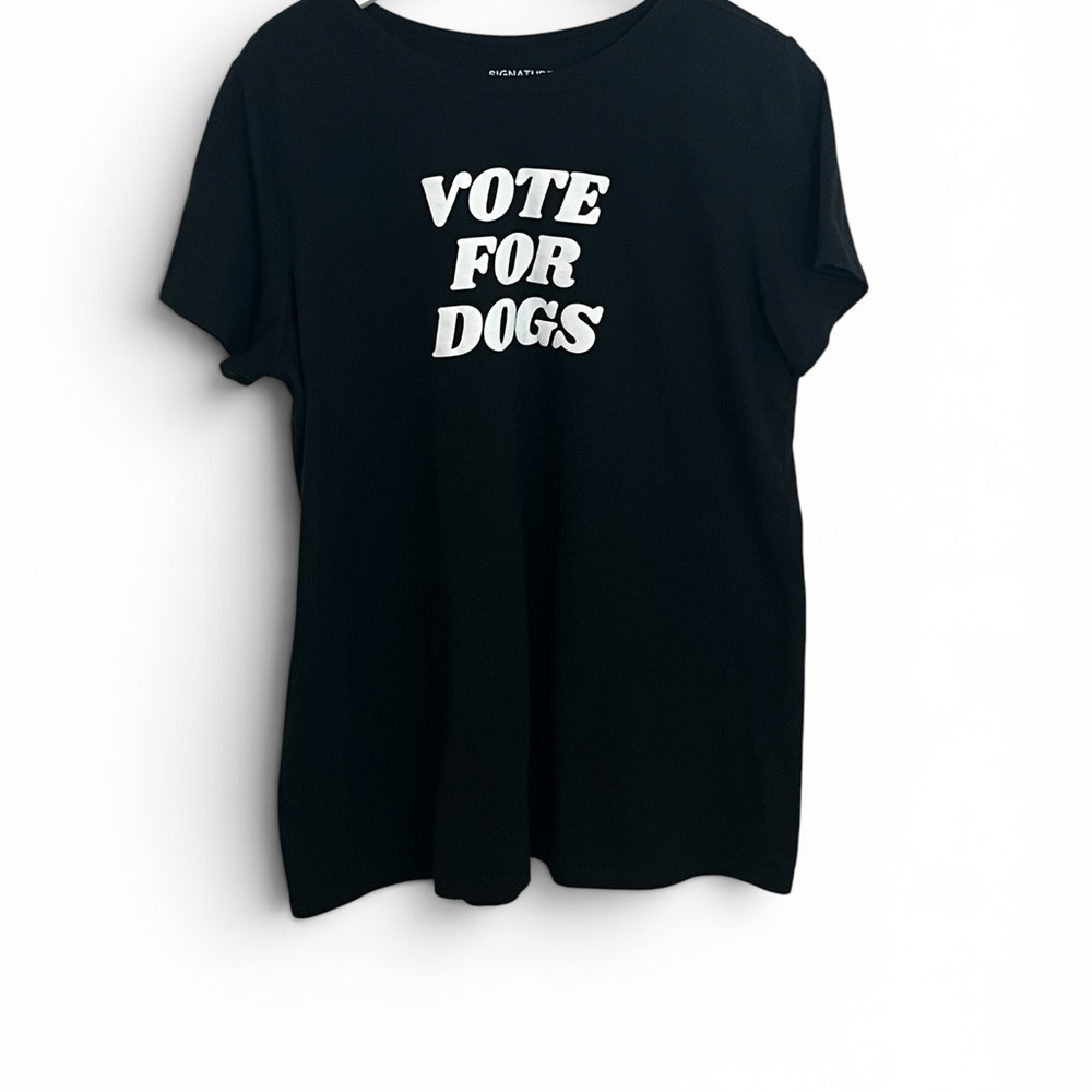 torrid Black Tee with White "Vote For Dogs" Graphic